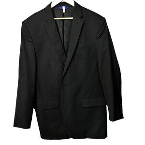 EGARA Men's Slim Fit 46 Long Zignone Black 100% Wool Italian Blazer Jacket